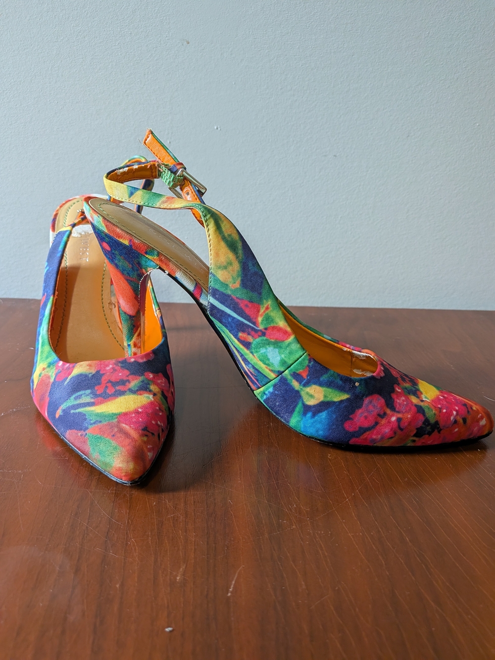 Nine West Multicolor Floral Pointed Slingback Heels